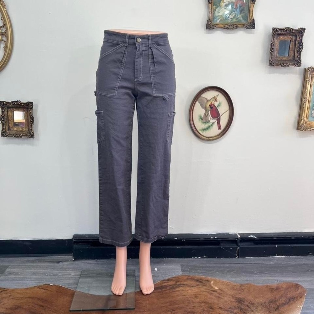 Edikted Charcoal Grey High Waisted Cargo Pants  Size Small Utility Trousers